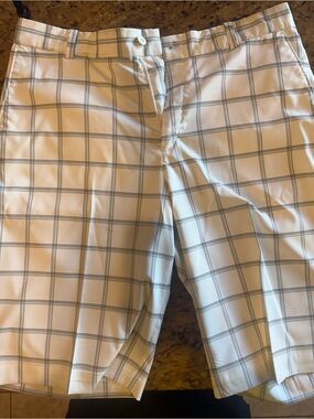 Men's Nike White Plaid Golf Shorts